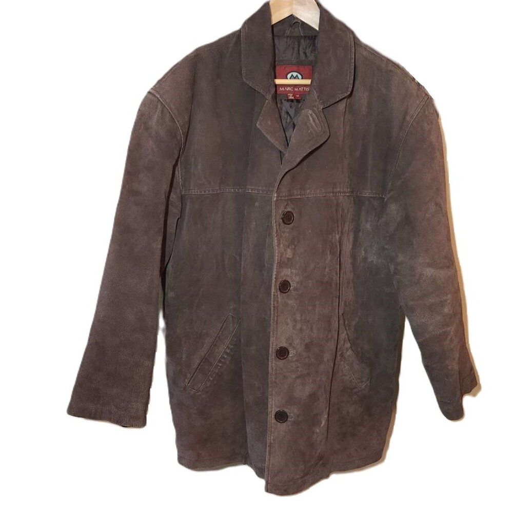 Marc Mattis Genuine Leather Jacket, Men's Medium, Brown, Long, Fall, Winter Warm